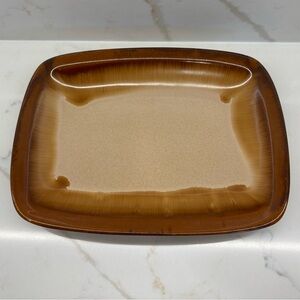Vintage Brown Drip Glaze Pottery Rectangle Serving Platter Gres Oxford Portugal